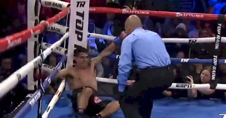 video:-gustavo-lemos-fue-noqueado-en-el-segundo-round,-luego-de-caer-tres-veces-de-manera-estrepitosa