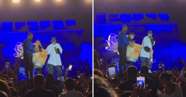 Santa Fe Klan conmueve con su humildad al comprar todas las papas a un vendedor de su concierto