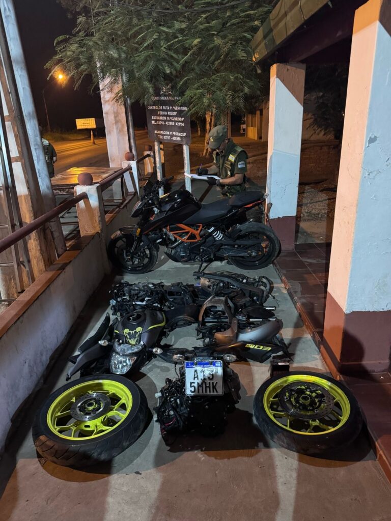 Gendarmería Nacional incautó motos de alta gama y motopartes con pedido de secuestro