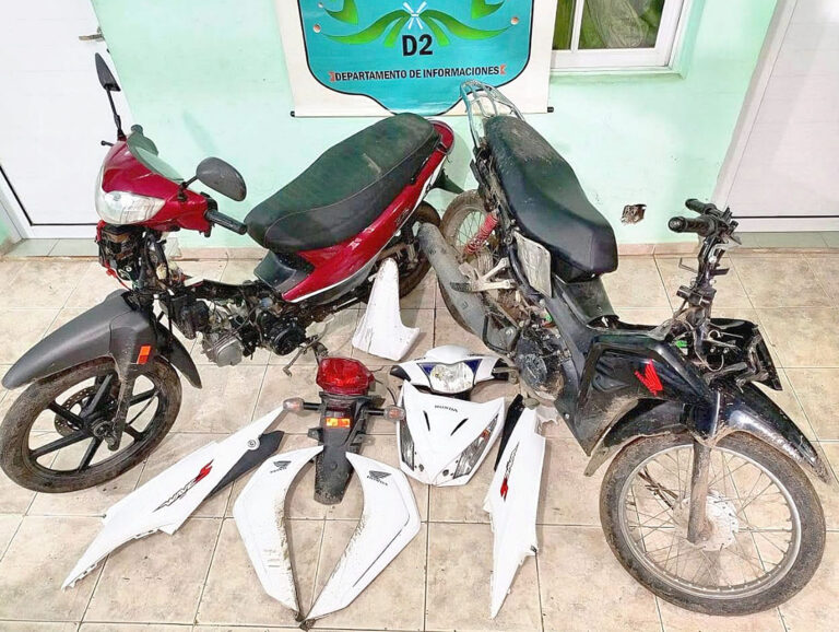 La Policía detuvo a cinco sujetos, secuestró tres motos y motopartes