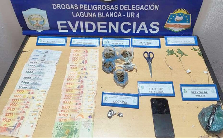 Arrestaron a un hombre con marihuana y cocaína en Laguna Blanca: allanaron su vivienda y hallaron más drogas