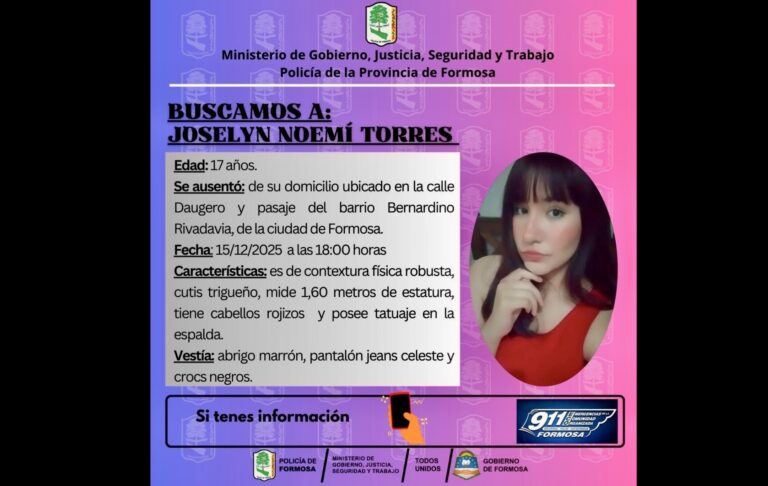 Operativo de búsqueda para hallar a Joselyn Noemí Torres