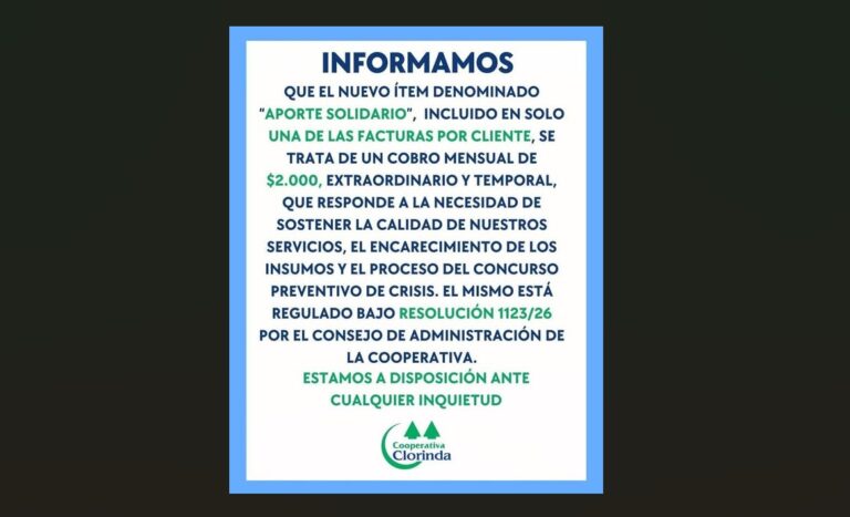Crisis en la Cooperativa de Clorinda: Malestar social y amagues de bajas masivas por el nuevo Aporte Solidario