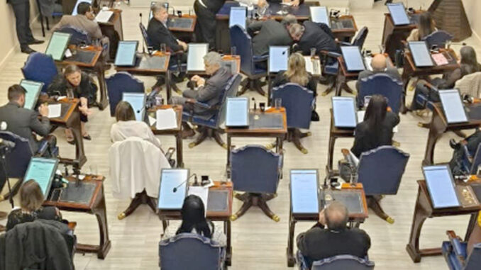 Interior de la Legislatura de Formosa durante una sesión con diputados debatiendo